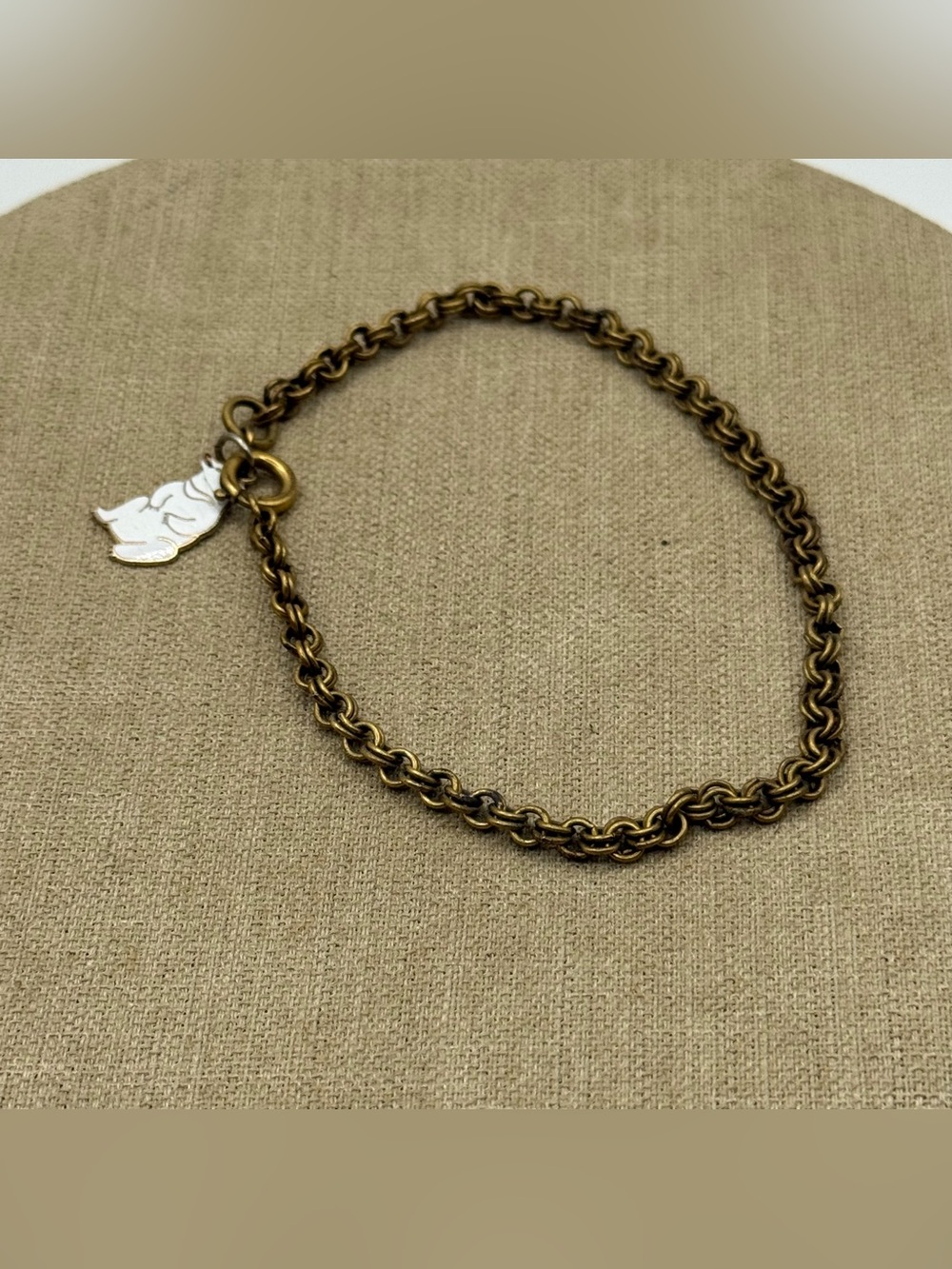 G.Krementz Antique Brass Link Chain Bracelet in Bronze Tone